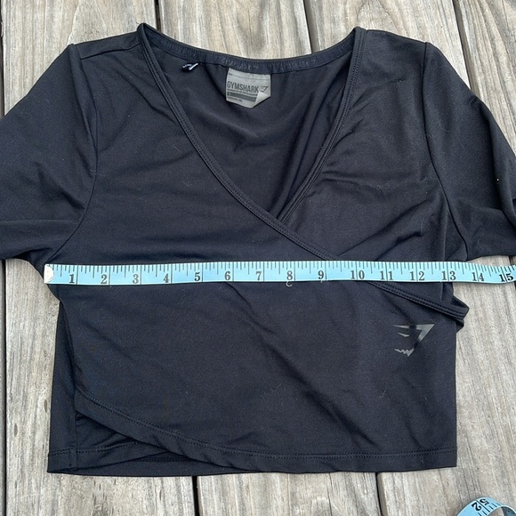 Gymshark Ballet Crop Top Wrap Front Black Size Small - Picture 5 of 7